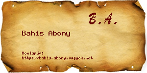 Bahis Abony névjegykártya